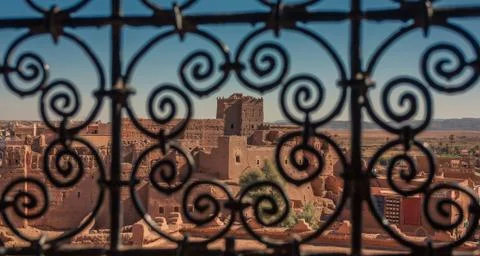Kasbahs view behind bars Stock Photos