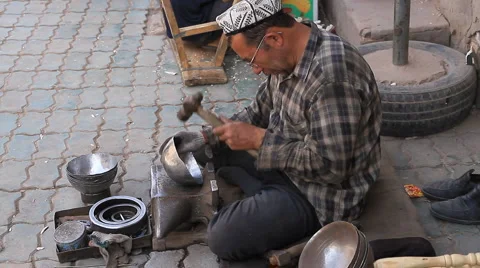 Kashgar metal worker - 2 Stock Footage 5000924
