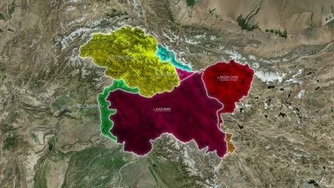 Kashmir Disputed Areas Map Animation Stock-Footage 323368230