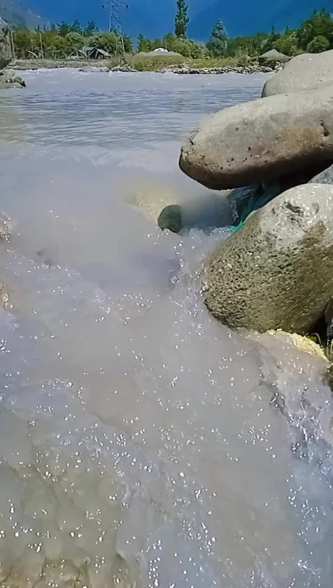 Kashmir Valley Mountain River Flowing | 4K Natural Water Sound Stock Footage 337865011
