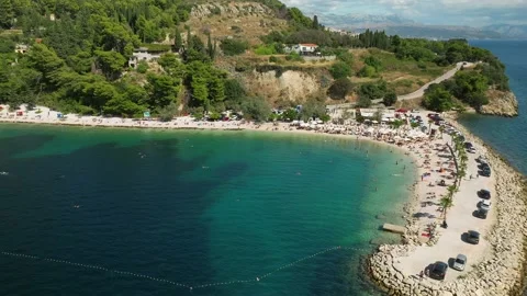 Kasjuni beach from above in Split, Croatia Stock Footage 219012176
