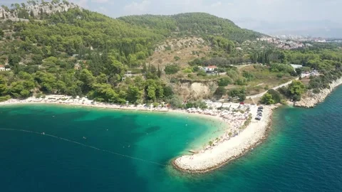Kasjuni (Kasuni) Beach, Split – Aerial Summer View Stock Footage 301875460