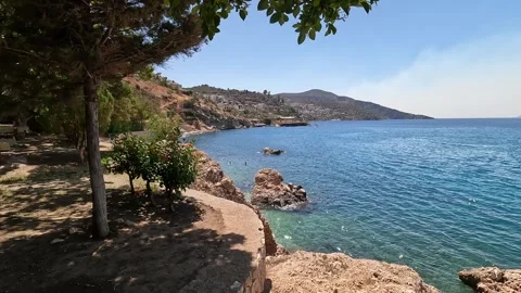 KasKalkan, Turkey - August 29, 2026 Coastal resort town on a hillside Stock Footage 344880331