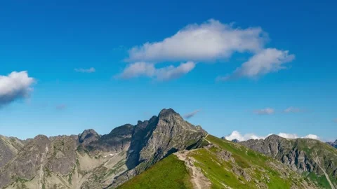 Kasper Peak Dynamic Clouds and Hikers' Trail Timelapse - Tatra Stock Footage 308189572