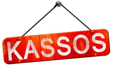 Kassos, 3D rendering, a red hanging sign Stock Illustration