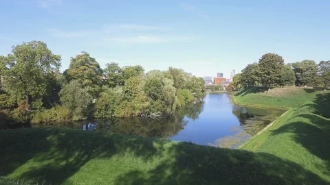 Kastellet. Part of the old fortifications around Copenhagen Stock Footage 101053056