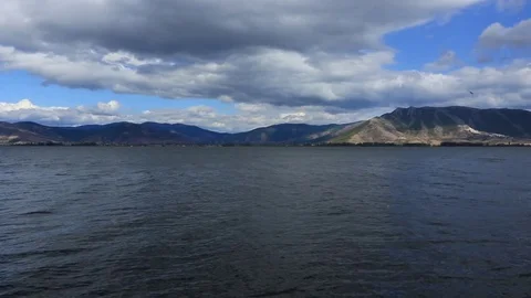 Kastoria Lake with clouds Stock Footage 80460709
