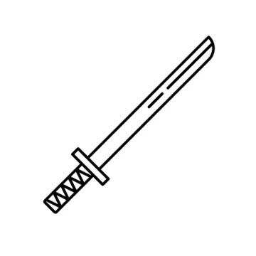 Katana icon element of weapon icon for mobile concept and web apps. Thin line Stock Illustration