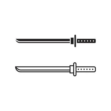 Katana, samurai sword. Vector icon template Stock Illustration