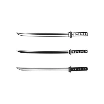 Katana, samurai sword. Vector icon template Stock Illustration