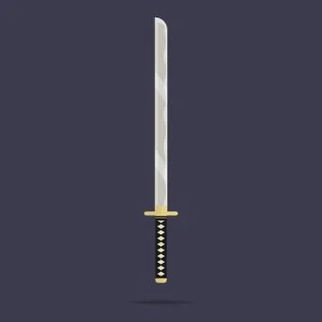 Katana sword icon. Samurai weapon. Ninja equipment. Cartoon style. Vector. Stock Illustration