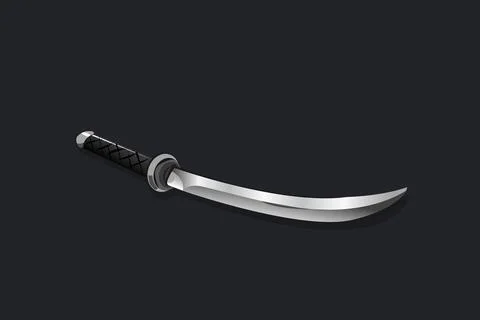 Katana Sword Vector on Black Background for Ninja Game Asset and Melee Weap.. Stock Illustration