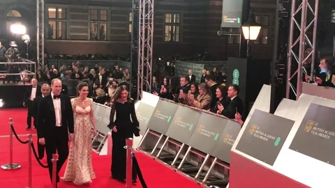 Kate and William arrive at the Baftas Stock Footage 148564158