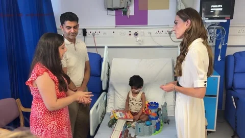 Kate talks dinosaurs and blows kisses during visit to children’s hospital Stock-Footage 338354399