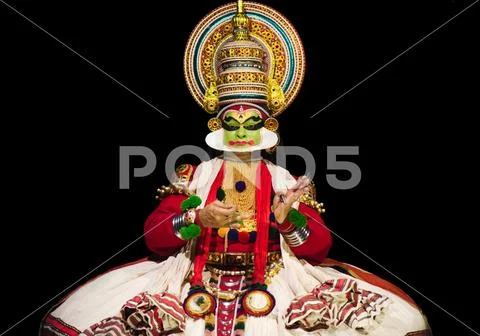 Kathakali actor during performance Stock Photos