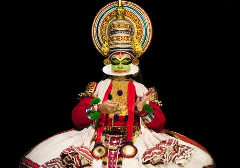 Kathakali actor during performance Stock Photos