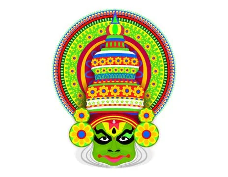 Kathakali face vector design. a classical dance of Kerala India Stock-Illustration