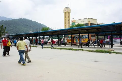 Kathmandu Bus Terminal Stockfoto's