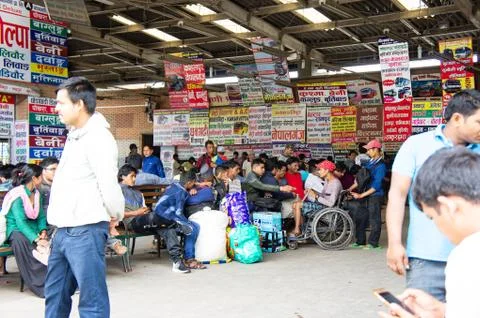 Kathmandu Bus Terminal Stockfoto's