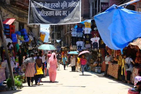 Kathmandu Nepal - Ason Bazar area Stock Photos
