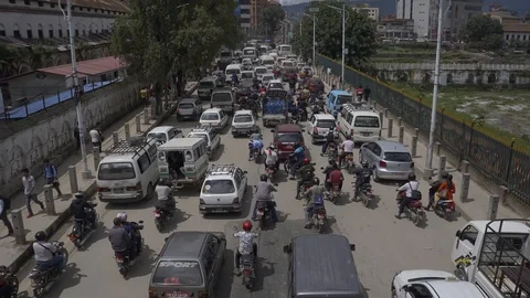 Kathmandu, Nepal-August 26, 2017. View of traffic jam Stock-Footage 103252133