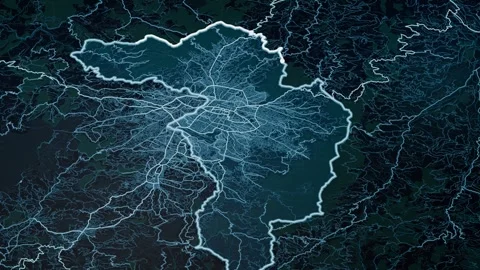 Kathmandu Nepal Glowing Digital Map Animation 4K Stock Footage 337898944