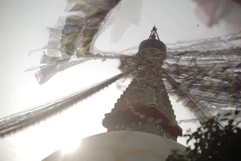 Kathmandu Stupa, Flags Time Lapse Video stock 51529428
