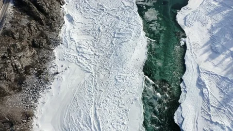 Katun river in the ice Stock Footage 147882612