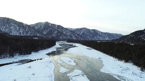 Katun river, january. Stock Footage 168214995