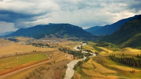 Katun River Valley Stock Footage 98369216