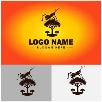 Katydid logo vector art icon graphics for business brand icon katydid logo .. Stock Illustration