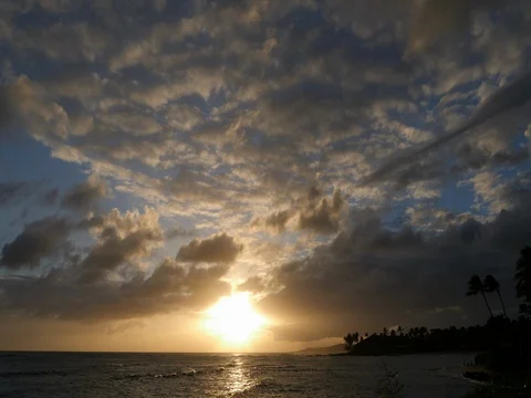 Kauai Beach Sunset timelapse 2 Stock Footage 80384759