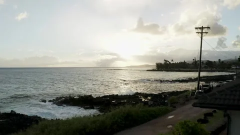 Kauai Flying Over Pool to Sunset1 4k Stock Footage 255809856