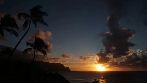 Kauai, Hawaii Sunset Timelapse Stock Footage