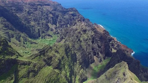 Kauai - Na Pali Coast - Out to Sea - Drone Footage Stock Footage