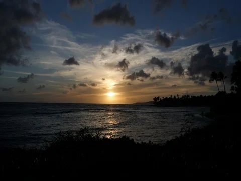 Kauai Sunset TImelapse to dark Stock Footage 80392358