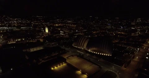 Kauffman Center Drone Flyover Stock Footage 71989860