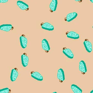 Kauri tree jungle amazon isometric icon seamless pattern Stock Illustration