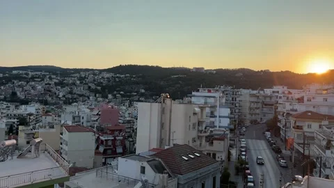 Kavala, Greece - Summer Sunset Over Coastal City Stock Footage 315514129