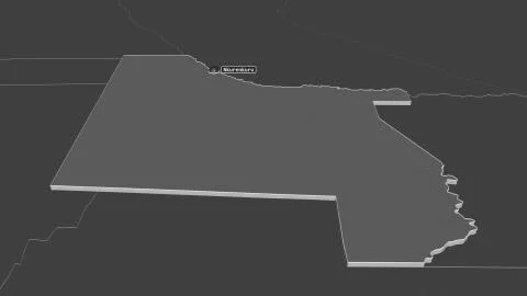 Kavango West, Namibia. Bilevel elevation map with surface waters Illustrazione stock