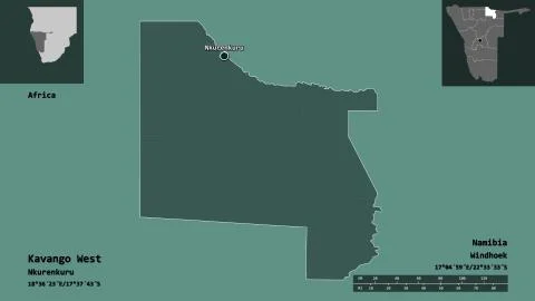 Kavango West, region of Namibia. Previews. Administrative Stock Illustration