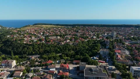 Kavarna landscape drone view with forests Bulgaria Stockbeeldmateriaal 345277690