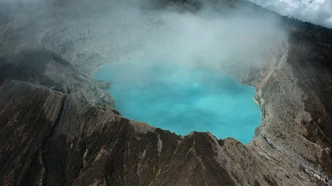 Kawah ijen Volcano East Java Aerial over acid lake Stock Footage 108488024