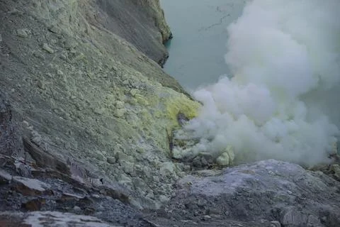 Kawah Ijen Volcano in East Java , Indonesia Stock Photos