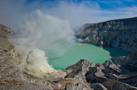 Kawah ijen volcano, java, indonesia Stock Photos