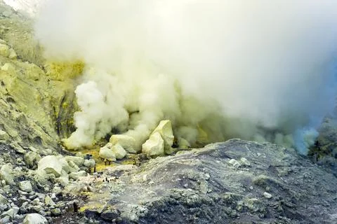 Kawah Ijen Volcano, Java, Indonesia, Asia Stock Photos