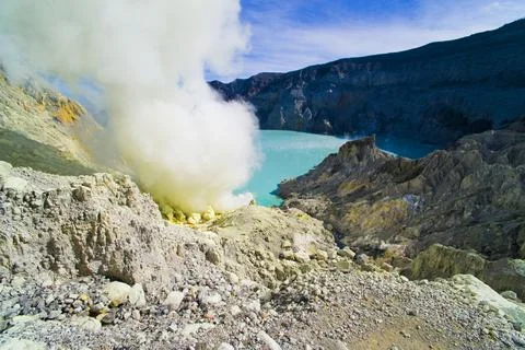 Kawah Ijen Volcano, Java, Indonesia, Asia Stock Photos