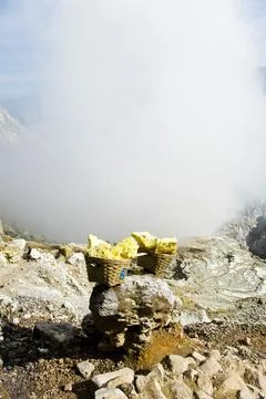 Kawah Ijen Volcano, Java, Indonesia, Asia Stock Photos