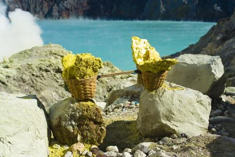 Kawah Ijen Volcano, Java, Indonesia, Asia Stock Photos