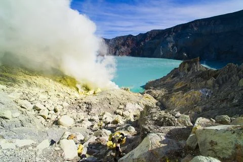 Kawah Ijen Volcano, Java, Indonesia, Asia Foto stock
